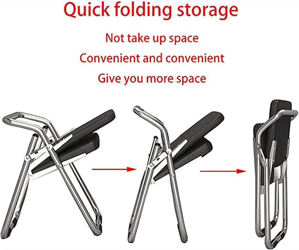 Portable Metal Foldable Chair with Padded Pu Leather Seat and Backrest Comfy Dining and Folding Stoo