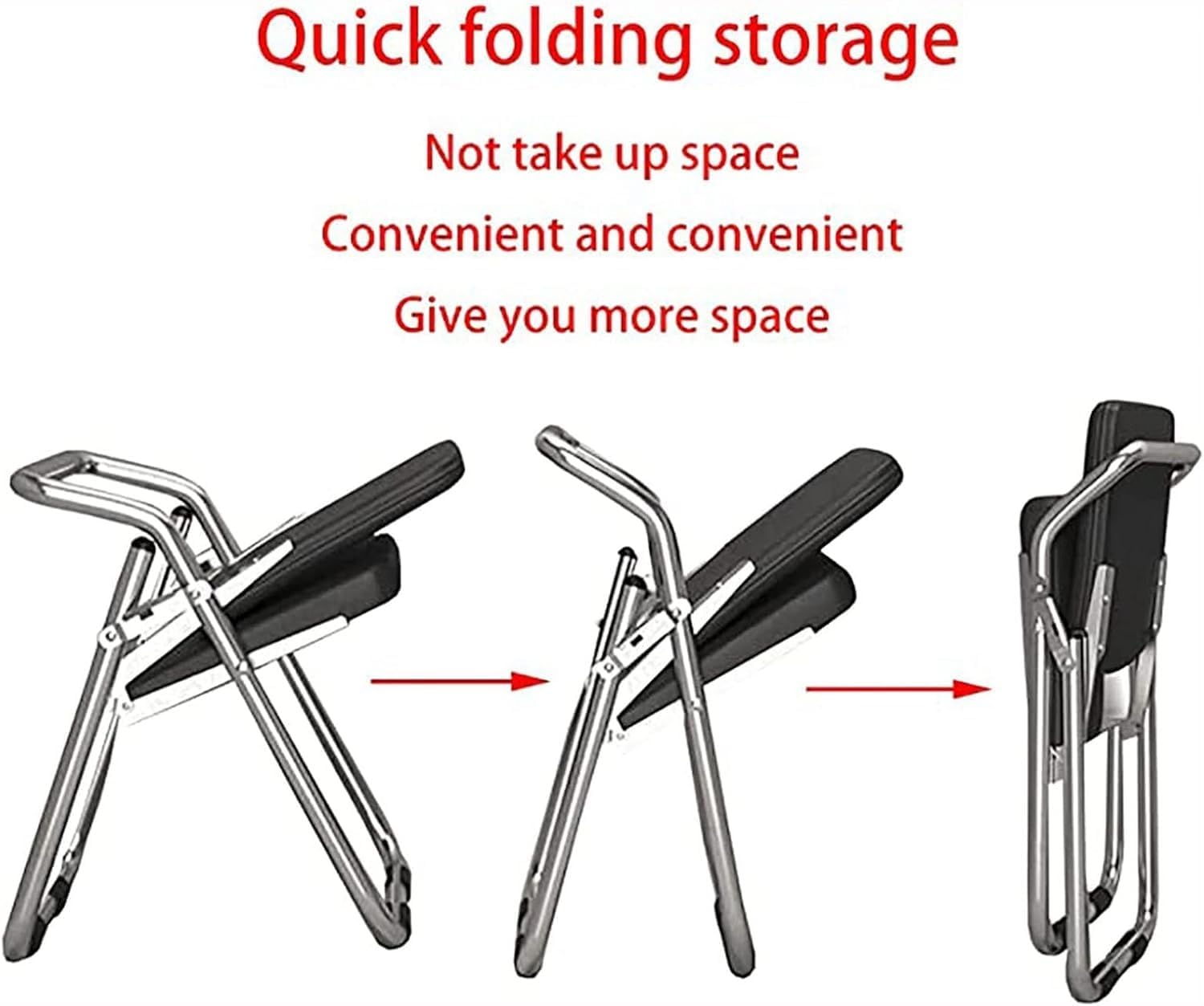 Portable Metal Foldable Chair with Padded Pu Leather Seat and Backrest Comfy Dining and Folding Stoo