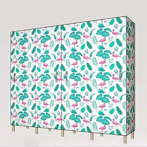 Simple Wardrobe Reinforced Thicken Cloth Sturdy Steel Frame Assembly Oxford L...