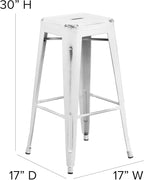 Flash Furniture Kai Commercial Grade 30" High Backless Distressed White Metal Indoor-Outdoor Barstool