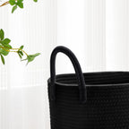 VIPOSCO Large Laundry Hamper, Tall Woven Rope Storage Basket for Blanket, Toys, Dirty Clothes in Living Room, Bathroom, Bedroom - 72L Black