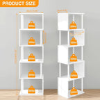 IBUYKE 6-Tier Tall Bookshelf,S-Shaped Geometric Bookcase, Wood Display Shelves with Storage,Modern Bookshelf for Living Room Bedroom, Home Office, White WBC016W