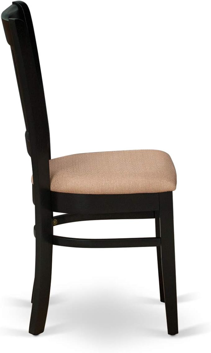 East West Furniture LGVA7-BLK-C 7 Piece Modern Dining Table Set Consist of a Rectangle Wooden Table with Butterfly Leaf and 6 Linen Fabric Kitchen Dining Chairs, 42x84 Inch, Black