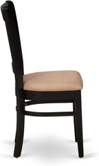 East West Furniture LGVA7-BLK-C 7 Piece Modern Dining Table Set Consist of a Rectangle Wooden Table with Butterfly Leaf and 6 Linen Fabric Kitchen Dining Chairs, 42x84 Inch, Black