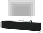 ZYBT Floating TV Stand, Modern Wall Mount Entertainment Center TV Shelf, 70.7" Media Console Under TV Storage Cabinet with Fluted Doors, TV Consoles for Living Room, Floating Cabinet for Wall (Black)