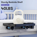 Bedside Shelf, Bunk Bed Table Shelf for Top Bunk, Black Clip On Nightstand with Removable Cup Holder&Power Strip Holder,Bunk Bed Tray for Dorm Bed&Loft Bed,College Dorm Room Essential(Updated Version)