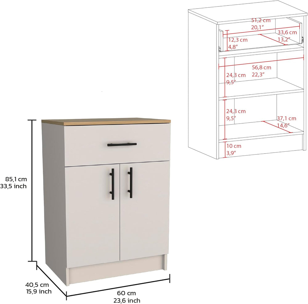 Multistorage Pantry Cabinet, One Drawer, Two Interior Shelves Ivory - Natural...