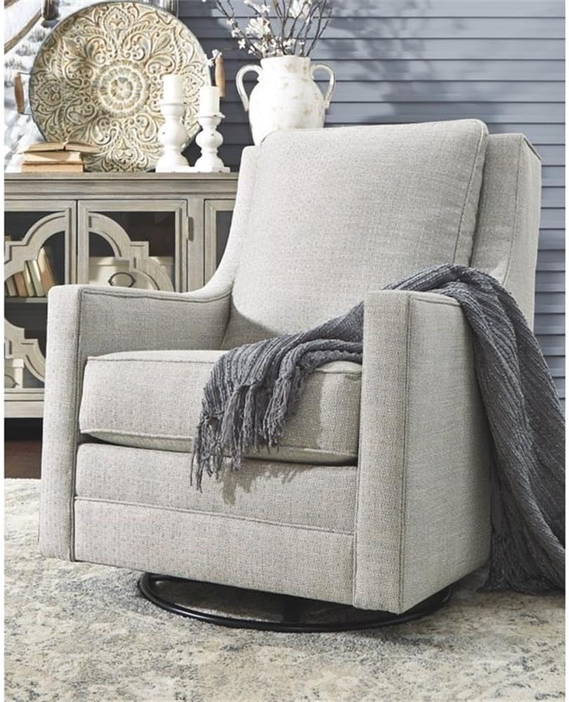 Signature Design by Ashley Kambria Contemporary Swivel Glider Nursery Accent Chair, Gray
