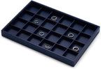 Oirlv Stackable Premium Leather Jewelry Trays 24 Grid Jewelry Organizer for Drawer Rings Earrings Holder Organizer