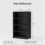 49" Wooden Book Shelf, 2 Shelf Bookcase, Modern Bookshelf with Adjustable Shelf for Home Office, Study Room, Black