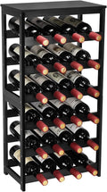 Wine Rack 24-Botttle Freestanding Floor, 6-Tier Wine Rack Shelf with Table Top, Bamboo Display Wine Storage Shelves Kitchen Bar Dining Room Living Room, Black