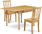 East West Furniture MZAN3-OAK-W 3 Piece Dining Table Set for Small Spaces Contains a Rectangle Dining Room Table with Dropleaf and 2 Wood Seat Chairs, 36x54 Inch, Oak
