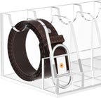 NIUBEE Belt Organizer - Acrylic Belt Storage Holder with 7 Compartments and Display Stand