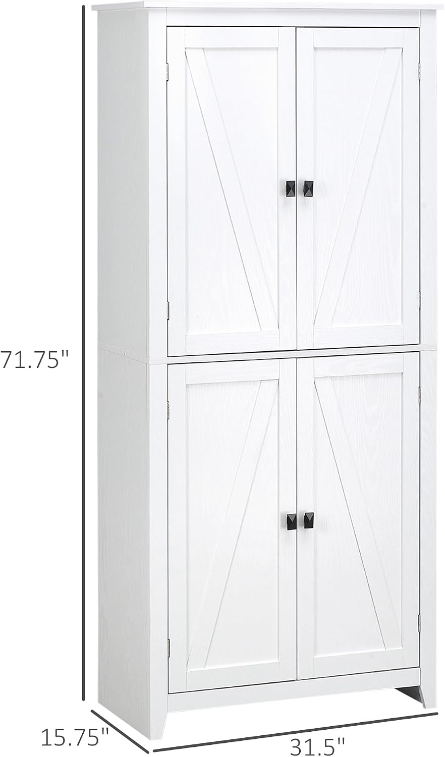 Freestanding Modern Kitchen Pantry, Storage Cabinet with 4-Tier and Adjustabl...