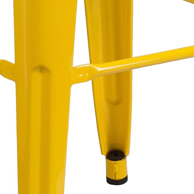 Flash Furniture Commercial Grade 30" High Backless Yellow Metal Indoor-Outdoor Barstool with Square Seat