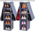 Hanging Shoe Organizer for Closet Footwear Boots Storage Shelf | Hang Closet Organization Storing Shelves Rack Display Shoes Boots Clothes 10-Shelf 4 Pockets Space Saver Oxford Cloth 2 Pack