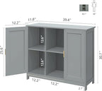 TaoHFE Grey Kitchen Pantry, Modern Wooden Small Credenza Sideboard Coffee Station, Storage Small Cabinet with Doors and Shelves for Kitchen