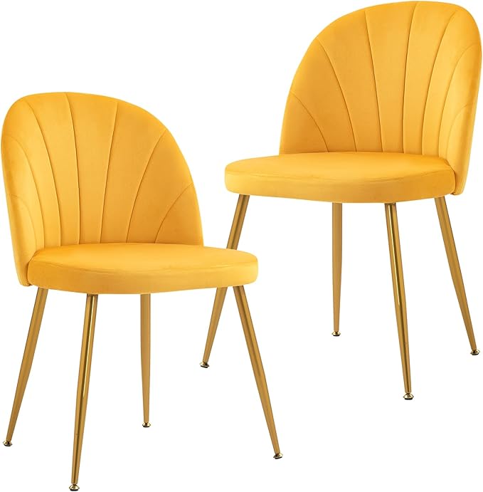 Velvet Dining Chairs Set of 2, Upholstered Mid Century Modern Dining Chairs, ...