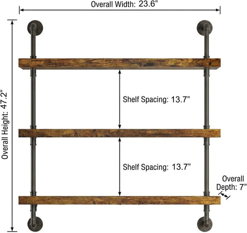 23.6“ Wall Mounted Wine Rack with LED Lights,3-Tier Floating Bar Shelf for Liquor Bottle Display & Storage,Modern Wine Shelf Organizer for Kitchen, Home Bar & Dining Room