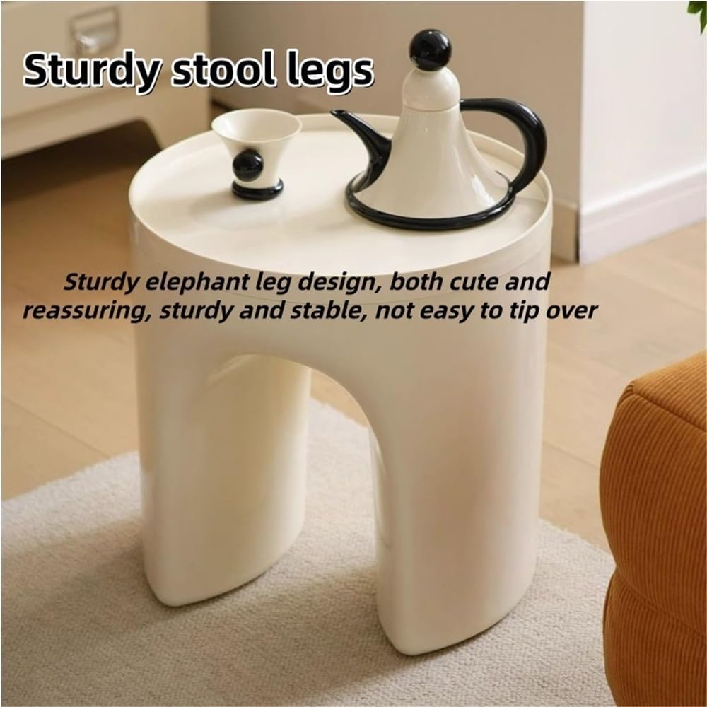Small Round Plastic Side Tables, Modern and Minimalist Bedside Table, End Tab...
