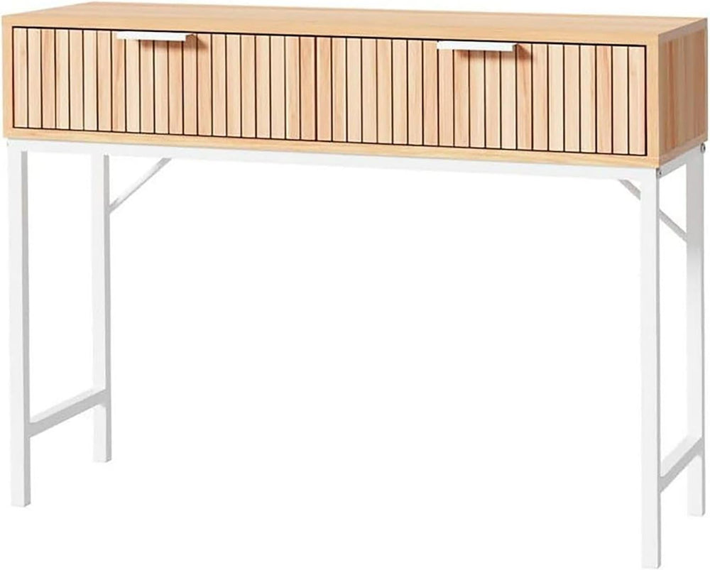 Modern Narrow Console Tables with 2 Storage Drawers Wooden Entryway Table Lon...