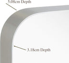 Hamilton Hills 22x30 inch Metal Silver Frame Bathroom Mirror - Brushed Steel Rectangular Rounded Corner Vanity - 2 Inch Deep Set Design - Large Wall Mirror, Hangs Horizontal and Vertical