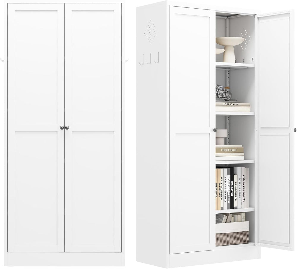 Kitchen Pantry Cabinet, 61" Metal Pantry Storage Cabinet with Doors and ...