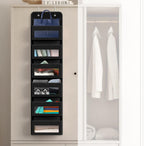 Simple Houseware 6 Clear Window Pocket Over Closet Door Storage Hanging Organizer for Bedroom, Bathroom, Pantry, Black