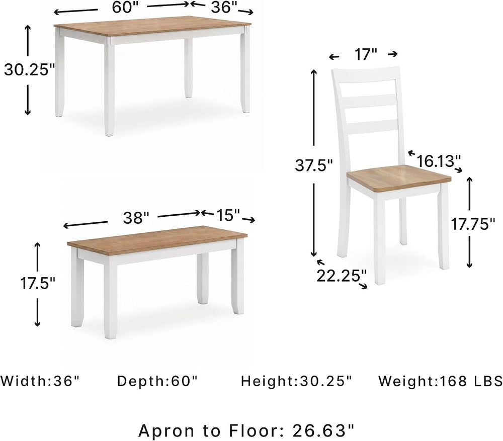 Signature Design by Ashley 6-Piece Dining Table Set with Bench and Chairs | S...