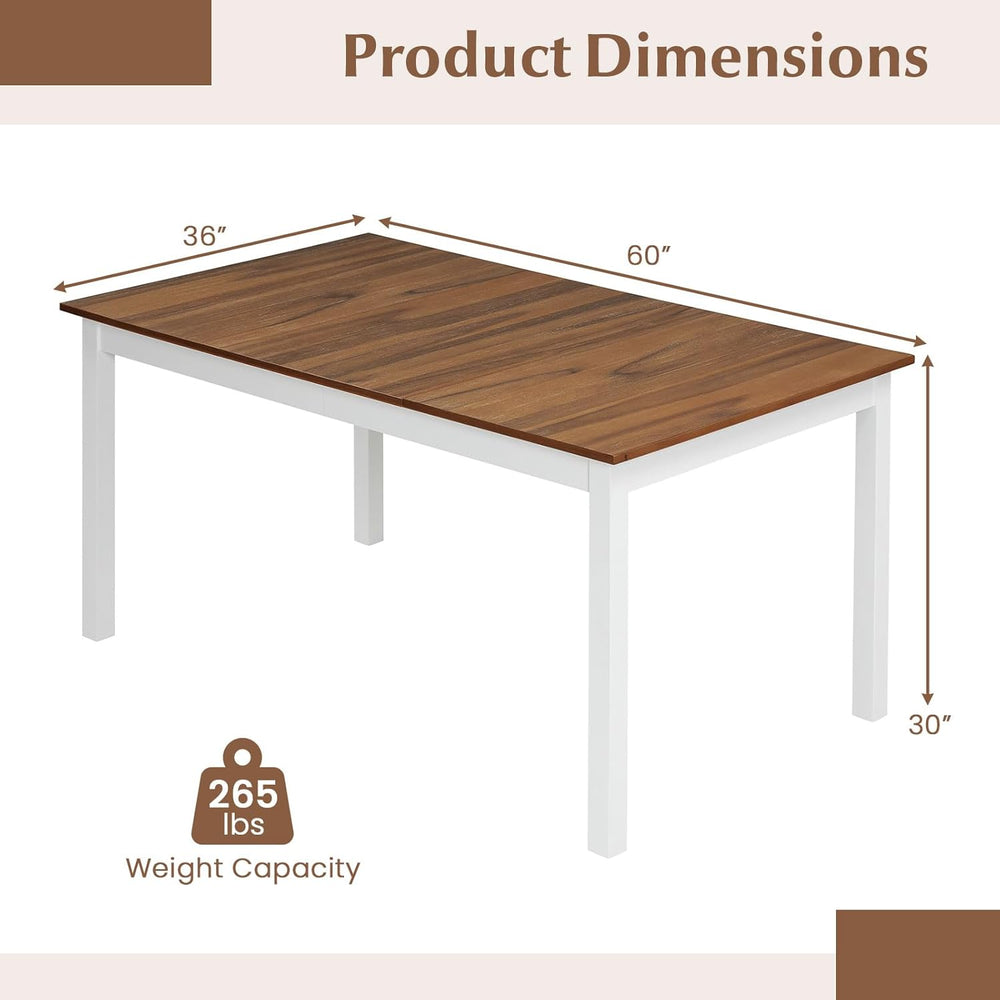 Giantex Dining Table for 4-6, 60" Rectangular Kitchen Table with Solid R...