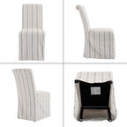 chairus Slipcovered Parsons Dining Chairs Set of 2, Upholstered Dining Room Chairs with Removable Linen Cover & High Back, Modern Farmhouse Wooden Side Kitchen Chairs, Khaki Stripe