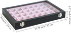 Stratalife Jewelry Organizer 40 Grid Pink Black Jewelry Tray with Clear Dust-proof Lid Velvet Earring Organizer Necklace Rings Holder Display Drawer Storage Case for Women