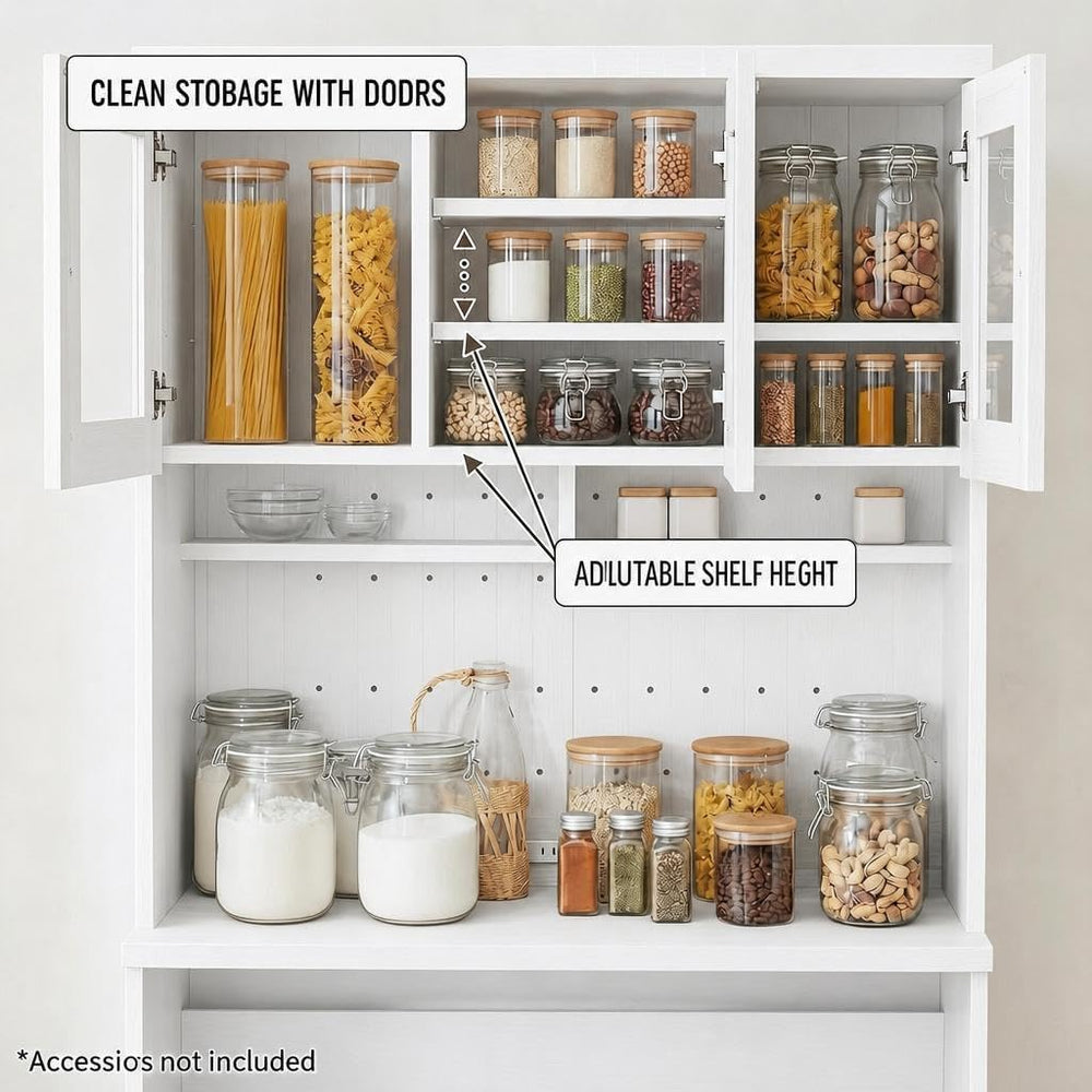 Garvee 71.5" Kitchen Cabinet with Trash Can Storage, Kitchen Trash Can C...