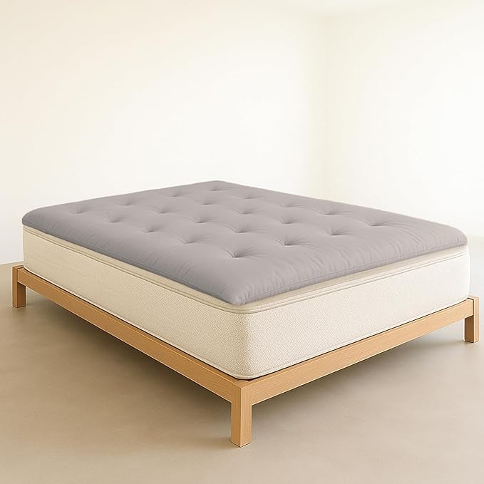 ZonLi Japanese Floor Futon Mattress Full Size 54"x 80",100% Cotton Cover 4'' Thicken Tatami Mattress,Foldable Sleeping Pad,Portable Dormitory Tatami Mat,Roll Up Floor Lounger Bed for Adult (Grey)