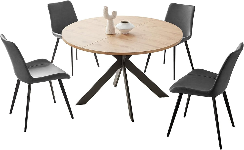 Zerifevni 46.4" Round Dining Table Set, Mid Century Modern Round Dining ...