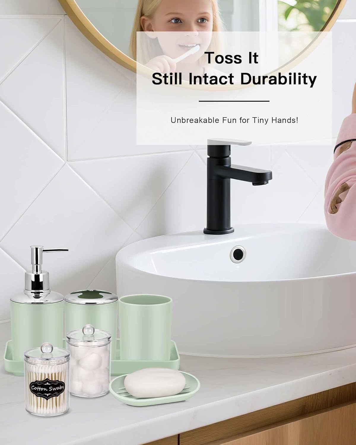 IMAVO Green Bathroom Accessories,Non Slip Super Absorbent Rugs and Waterproof Shower Curtain with Hooks,Complete Bathroom Set for Bathroom Décor
