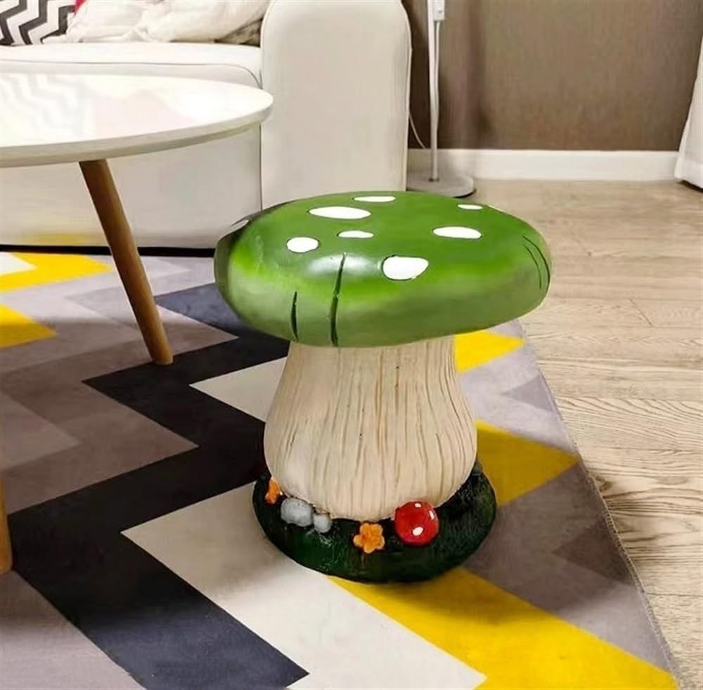 Small Mushroom Shape Ottoman, Outdoor Garden Resin Decorative Mushroom Stool,...
