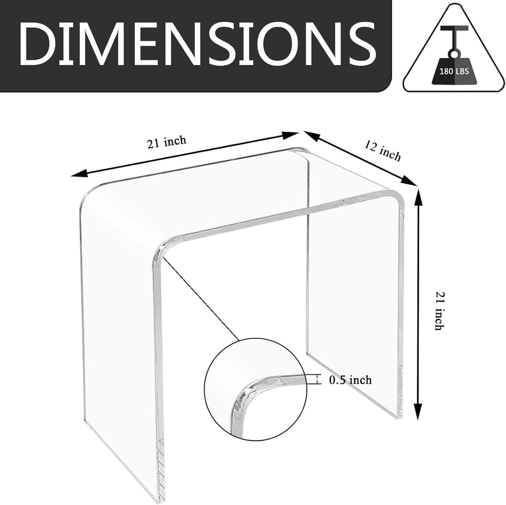 Acrylic Side Table Set of 2, 21" H x 21" W x 12" D x 3/5'&...