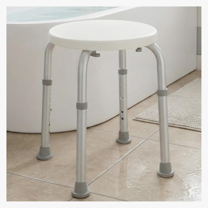 Onepeak Shower Stool, Adjustable Heights, 300 lbs Weight Capacity, Upgraded Aluminium, Tool-Free Assembly for Seniors, Disabled, White