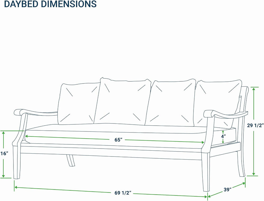 Cambridge Casual Solid Wood Como Daybed, 3-Seater Patio Sofa Bed with Removab...