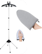Clothes Steamer Stand Hanger with Steamer Ironing Glove for Steaming Clothes, Handheld Garment Steamer Rack with Grey Mini Handhelded Ironing Pad Board