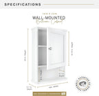 MCS 23x16 White Medicine Cabinet Organizer, Wall Mounted Bathroom Cabinet for Over-The-Toilet Storage, Bathroom Furniture & Restroom Organizer