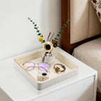GORESE Square Nightstand Tray Perfume Organizer, Leather Decorative Tray, Purse Bowl Catch All Trays for Trinket Keys, Valet Jewelry Trays for Vanity, Gift for Women & Men, Cream White(9.3'' × 9.3'')