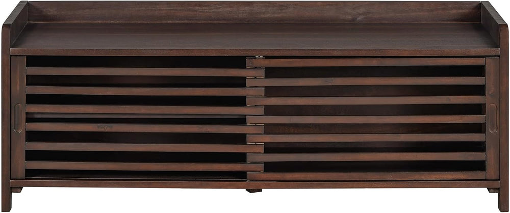 Merax Multipurpose Entryway Storage Bench with Shutter Doors, 43.3" Wood...