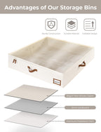 StorageWorks Underbed Storage Box, Under Bed Clothes Organizer With Sturdy Structure and Ultra Thick Fabric, 33" L x 31" W x 6 ¾ "H, 2 pack