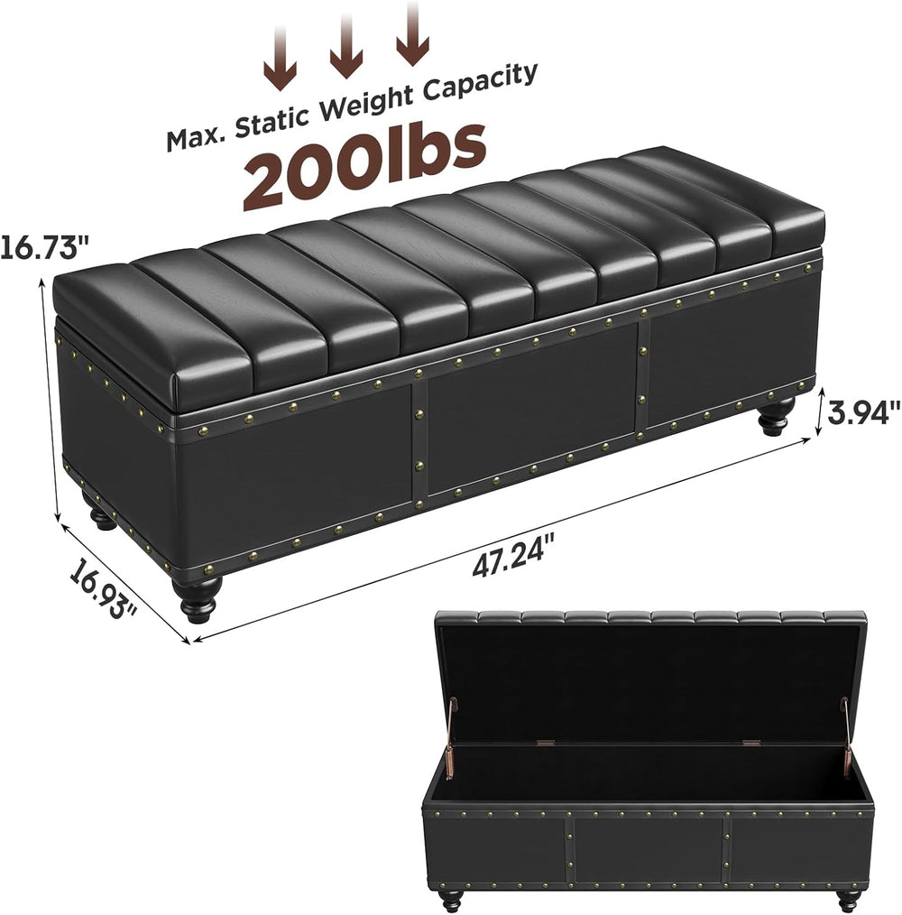 Maupvit Storage Ottoman Bench, Faux Leather Ottoman with Storage, Bench for B...