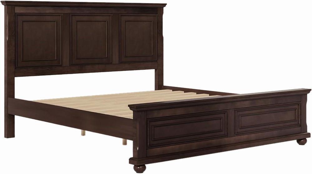 LUMISOL Mid Century Wood Platform Bed Frame, King Size Bed Frame with Headboa...