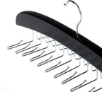 Wooden Tie Hanger,24 Tie Organizer Rack Hanger Holder Hook (Black, 24 Hooks)