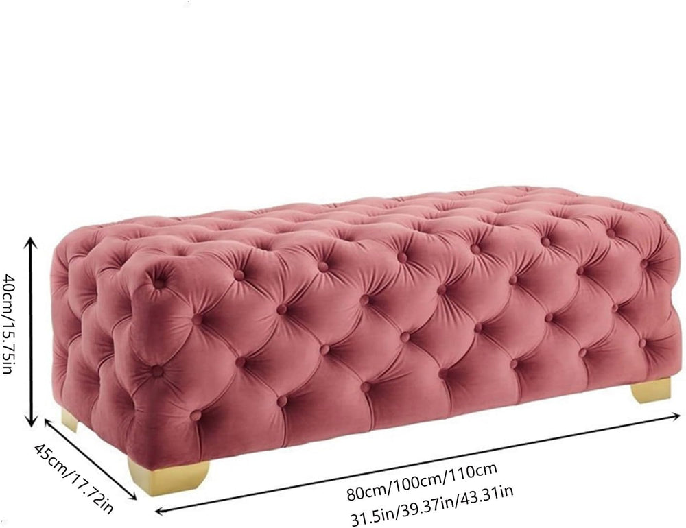 Modern Entryway Bench Rustic Fabric Upholstered Bedroom Seat Button Tufted Ot...