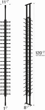 Ultra Wine Racks Floor-to-Ceiling Mount Display (2 Side, Single Deep, Black, Holds 42 Wine Bottles) - Modern Metal Wine Storage for Wine Cellars, Home Bars, Kitchens, and Dining Rooms